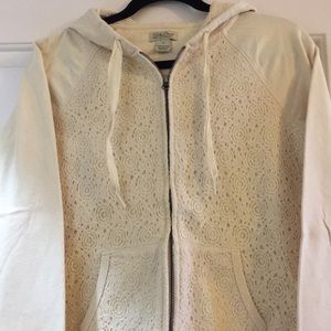 Lucky Brand Lace hoodie zip-up sweatshirt medium